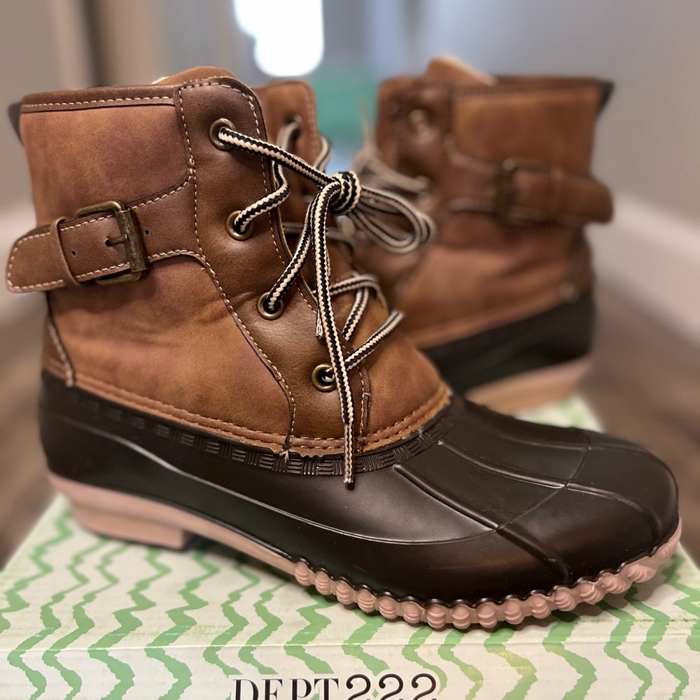 Brown and Black Lace-Up Boots